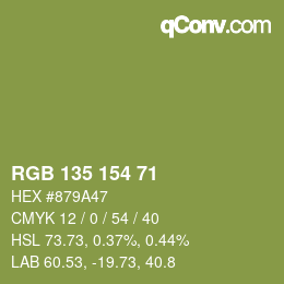 颜色代码: RGB 135 154 71 | qconv.com