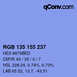 Color code: RGB 135 155 237 | qconv.com