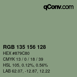 カラーコード: RGB 135 156 128 | qconv.com