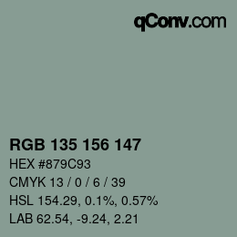 カラーコード: RGB 135 156 147 | qconv.com