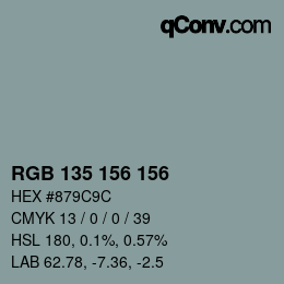 Color code: RGB 135 156 156 | qconv.com