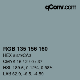 カラーコード: RGB 135 156 160 | qconv.com