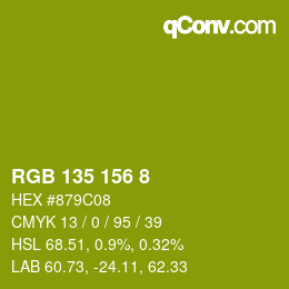颜色代码: RGB 135 156 8 | qconv.com
