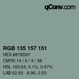 颜色代码: RGB 135 157 151 | qconv.com