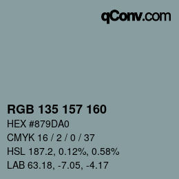 Farbcode: RGB 135 157 160 | qconv.com