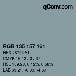 Farbcode: RGB 135 157 161 | qconv.com