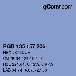 Color code: RGB 135 157 206 | qconv.com