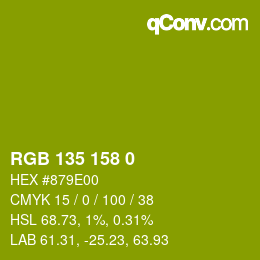 カラーコード: RGB 135 158 0 | qconv.com