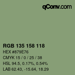 颜色代码: RGB 135 158 118 | qconv.com