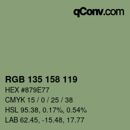 颜色代码: RGB 135 158 119 | qconv.com