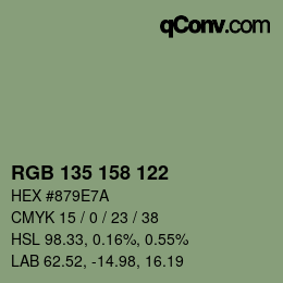 カラーコード: RGB 135 158 122 | qconv.com