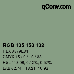 Color code: RGB 135 158 132 | qconv.com