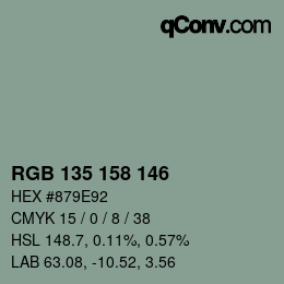 カラーコード: RGB 135 158 146 | qconv.com