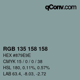 Color code: RGB 135 158 158 | qconv.com