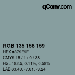 カラーコード: RGB 135 158 159 | qconv.com