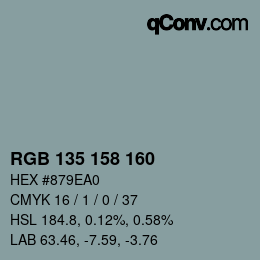 カラーコード: RGB 135 158 160 | qconv.com