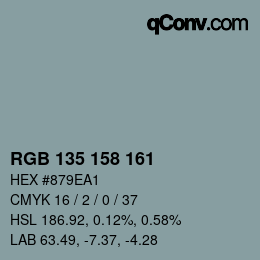 カラーコード: RGB 135 158 161 | qconv.com
