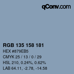 颜色代码: RGB 135 158 181 | qconv.com