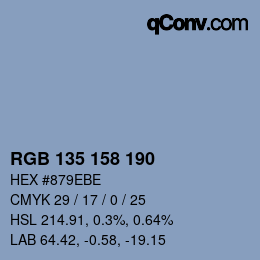 カラーコード: RGB 135 158 190 | qconv.com
