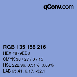 Color code: RGB 135 158 216 | qconv.com