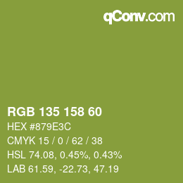 カラーコード: RGB 135 158 60 | qconv.com