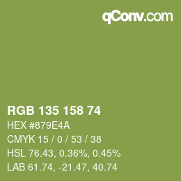 颜色代码: RGB 135 158 74 | qconv.com