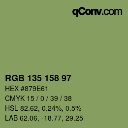 Color code: RGB 135 158 97 | qconv.com
