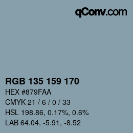 Color code: RGB 135 159 170 | qconv.com