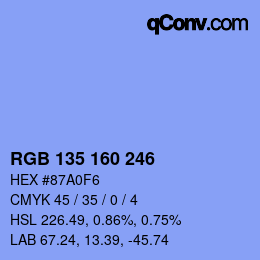 Color code: RGB 135 160 246 | qconv.com