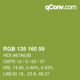 カラーコード: RGB 135 160 59 | qconv.com
