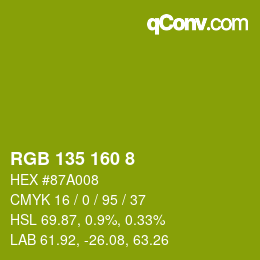 颜色代码: RGB 135 160 8 | qconv.com