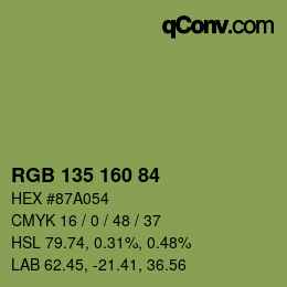 颜色代码: RGB 135 160 84 | qconv.com
