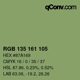 颜色代码: RGB 135 161 105 | qconv.com