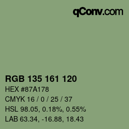 颜色代码: RGB 135 161 120 | qconv.com