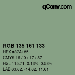 Color code: RGB 135 161 133 | qconv.com