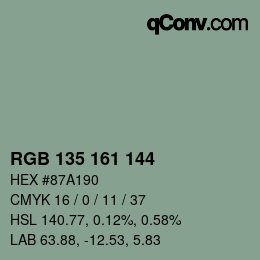 カラーコード: RGB 135 161 144 | qconv.com