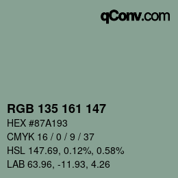 Código de color: RGB 135 161 147 | qconv.com