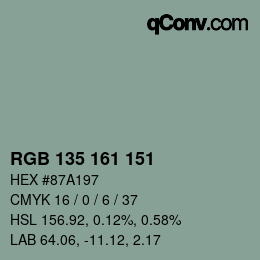Código de color: RGB 135 161 151 | qconv.com
