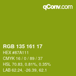 カラーコード: RGB 135 161 17 | qconv.com