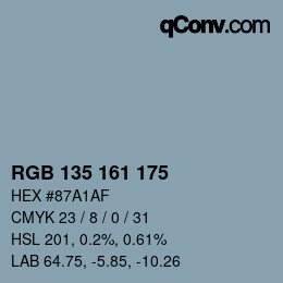 カラーコード: RGB 135 161 175 | qconv.com