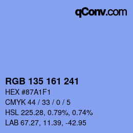 カラーコード: RGB 135 161 241 | qconv.com