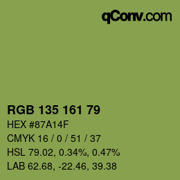 カラーコード: RGB 135 161 79 | qconv.com