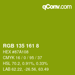 颜色代码: RGB 135 161 8 | qconv.com