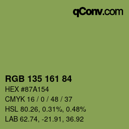 Farbcode: RGB 135 161 84 | qconv.com
