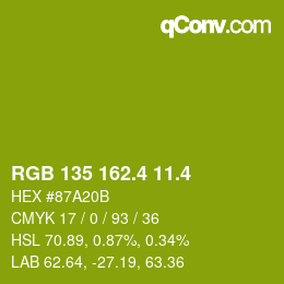 カラーコード: RGB 135 162.4 11.4 | qconv.com