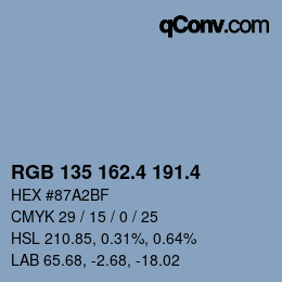 カラーコード: RGB 135 162.4 191.4 | qconv.com