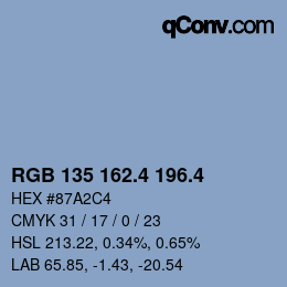 カラーコード: RGB 135 162.4 196.4 | qconv.com