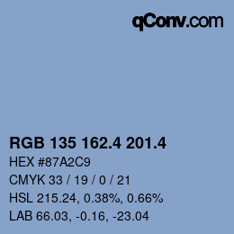 カラーコード: RGB 135 162.4 201.4 | qconv.com