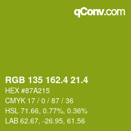 カラーコード: RGB 135 162.4 21.4 | qconv.com