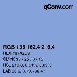 カラーコード: RGB 135 162.4 216.4 | qconv.com